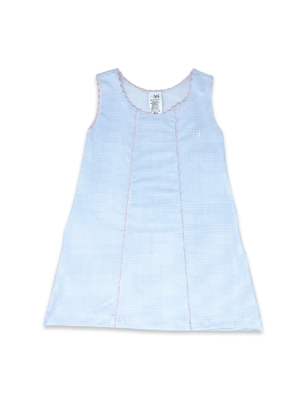 Amelia Dress - Blue Mini Gingham