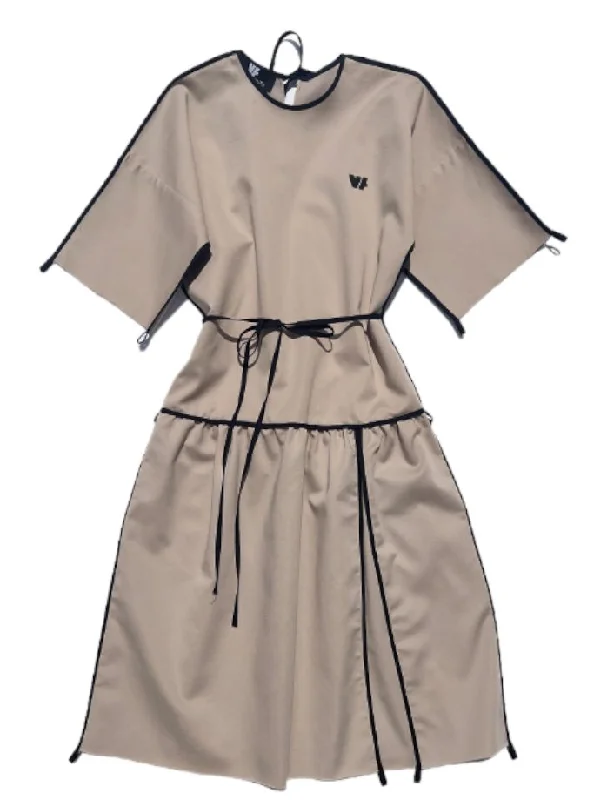 Venera Arapu Girls Beige Mocha Pitch Dress