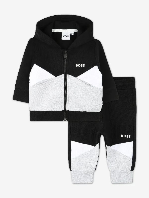 BOSS Baby Boys Colourblock Tracksuit in Black