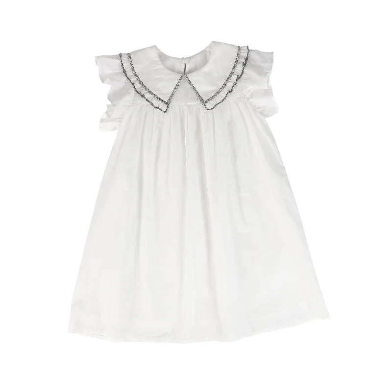 BAMBOO WHITE COLLARED TRIM SS DRESS [FINAL SALE]