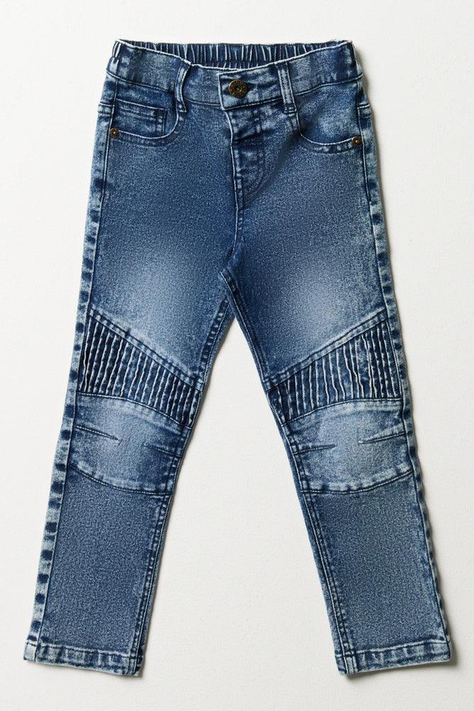 Biker Skinny Denim Jeans Blue