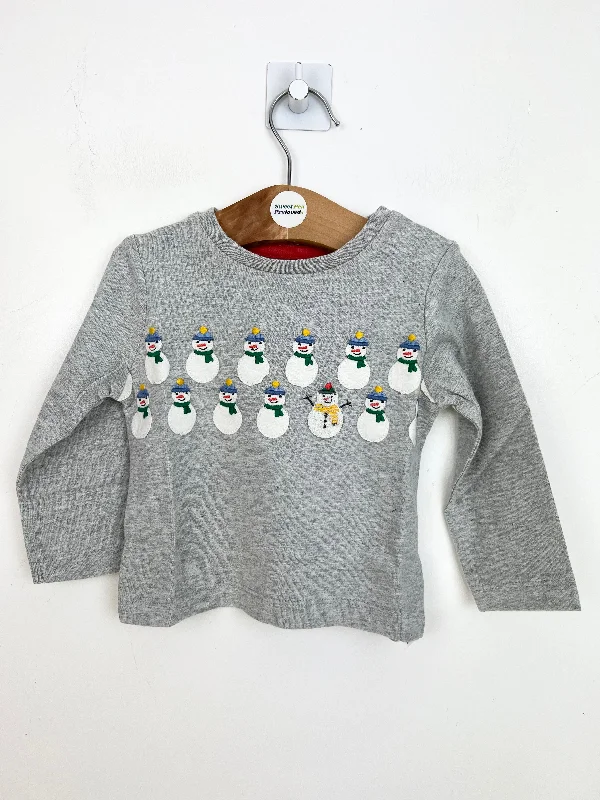 Boden snowmen Christmas T-shirt - 3-6m BNWT