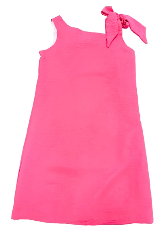 Bow Shoulder Dress Hot Pink