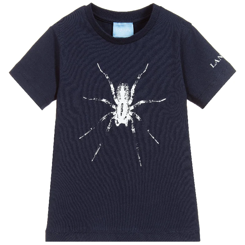 Boys Navy Blue Spider Logo T-shirt