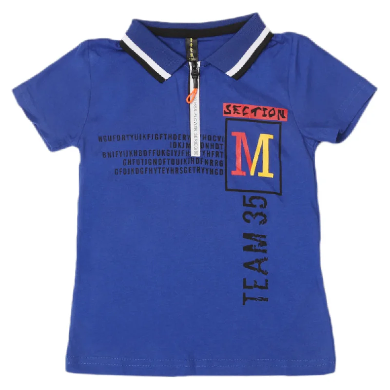 Boys Half Sleeves Polo T-Shirt - Royal Blue