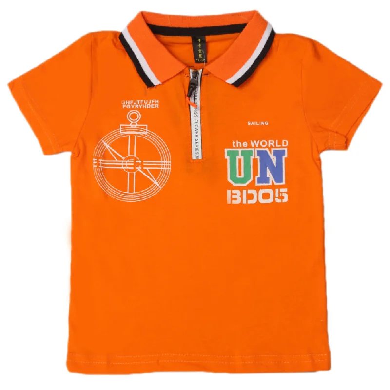 Boys Half Sleeves Polo T-Shirt - Orange