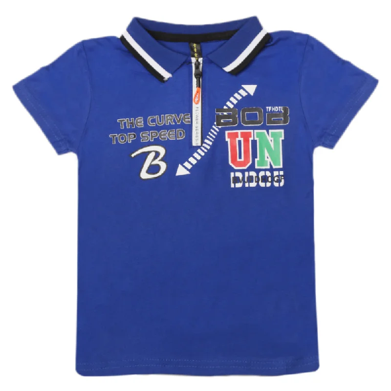 Boys Half Sleeves Polo T-Shirt - Royal Blue