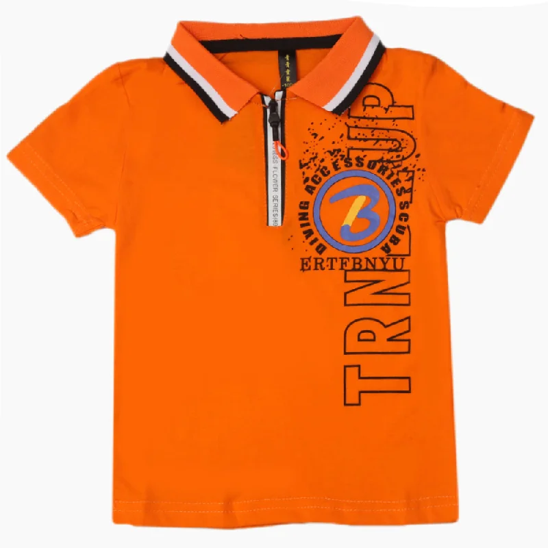 Boys Half Sleeves Polo T-Shirt - Orange