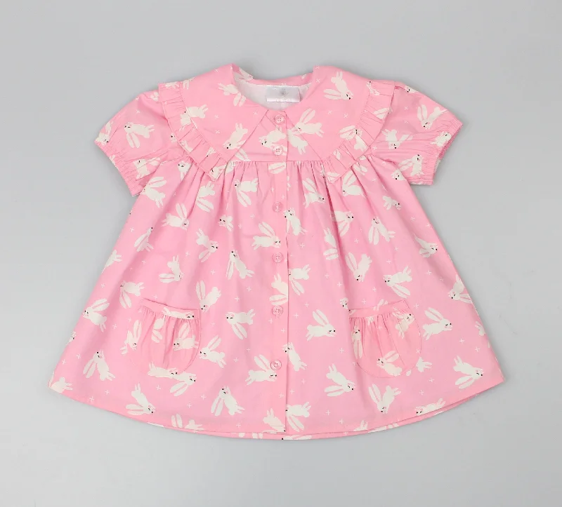 GIRLS ALL OVER PRINT DRESS PINK (PK 6) (1-2 YEARS) E33205