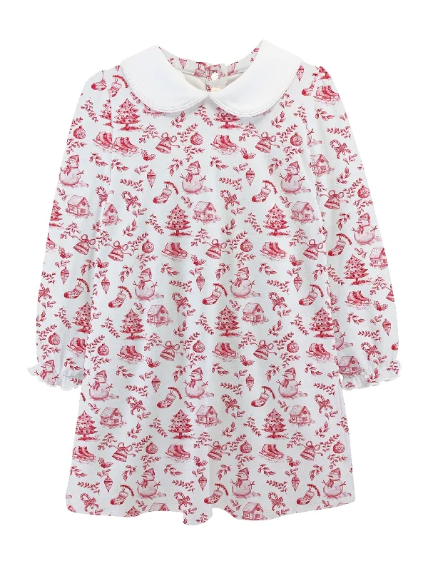 Dress with Round Collar - Christmas Toile