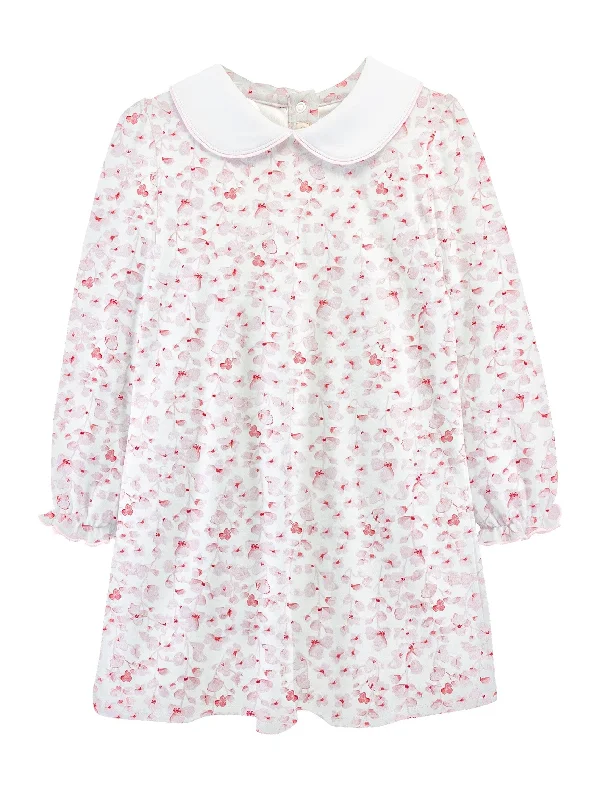 Dress with Round Collar - Pink Begonias