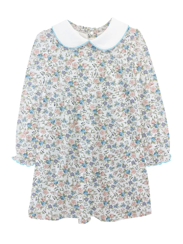 Dress with Round Collar - Soft Floral