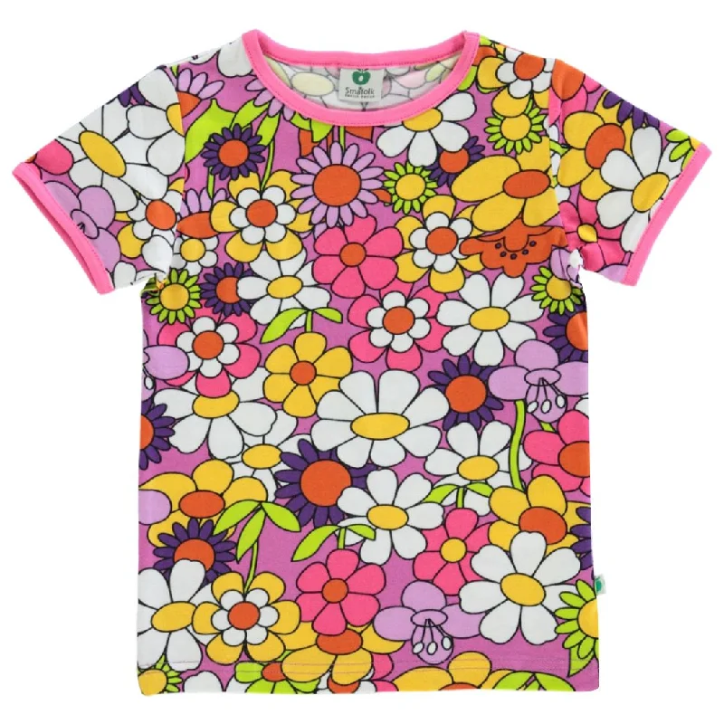 Flowers Short Sleeve Shirt  in Spring Pink - 1 Left Size 9-10 years