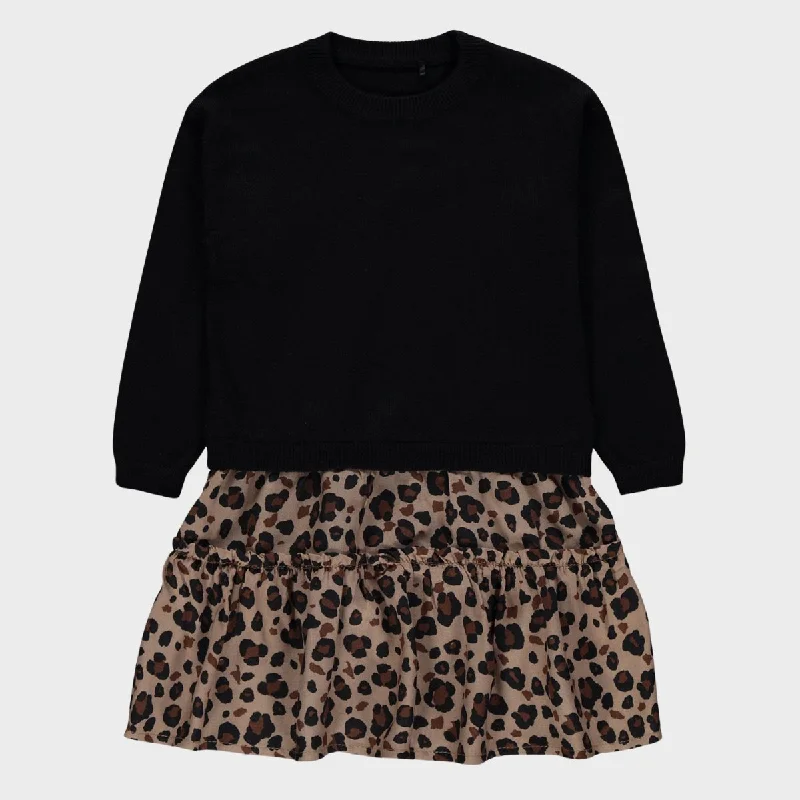 Girls Leopard Print 2 in 1 Jumper Skirt