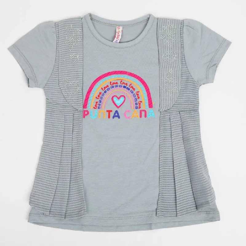 Girls Western Top - Grey