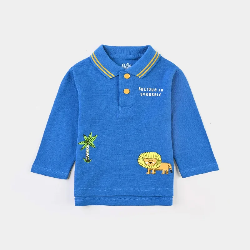 Infant Boys Cotton PK Polo Believe In Yourself-Blue