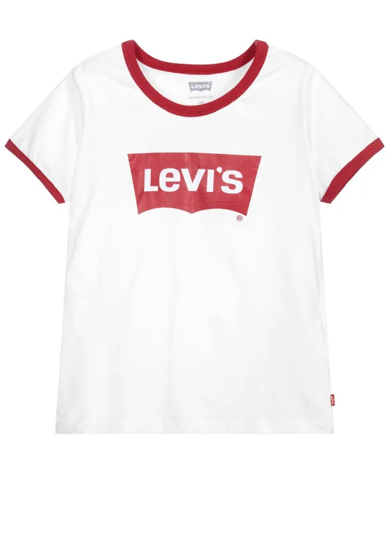 Levis Girls Large Logo T-Shirt, White Red