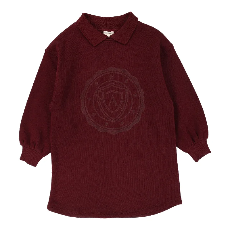 Lil Legs Logo Sweatshirt Dress Burgundy