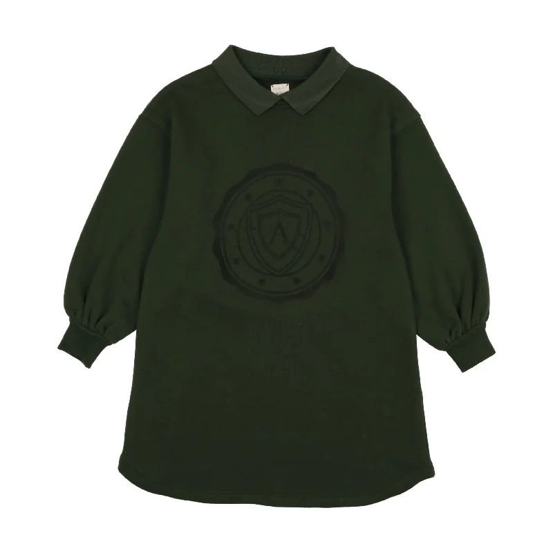 Lil Legs Logo Sweatshirt Dress Green