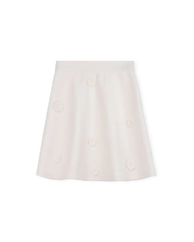 MALLORY AND MERLOT IVORY FLOWER DETAILED WOOL SKIRT [FINAL SALE]