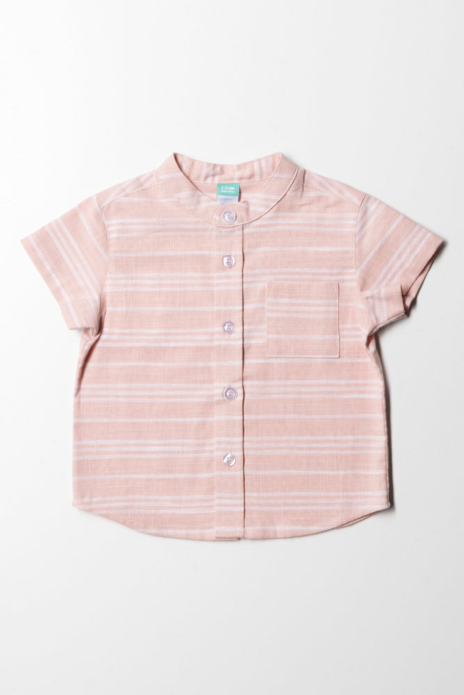 Mandarin Collar Woven Shirt Pink