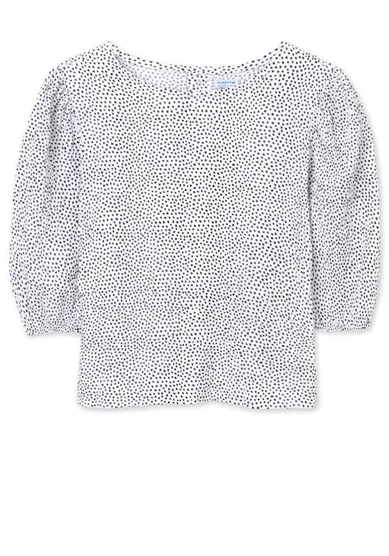 Mayoral Girls Spotted Blouse, White