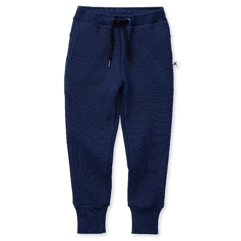 Minti Furry Waffle Trackies - Navy