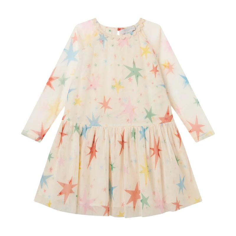 Multicolor Stars Long Sleeves Dress