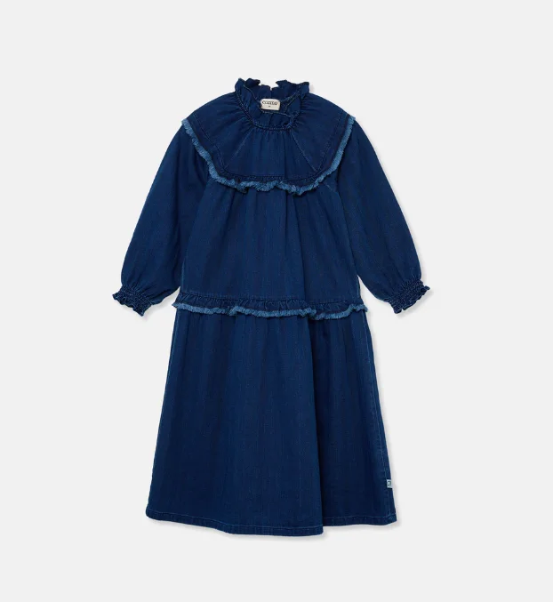 MY LITTLE COZMO BLUE DENIM LAYERED DRESS [FINAL SALE]