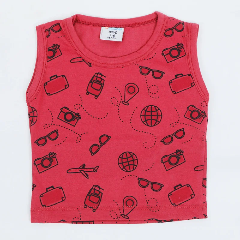 Newborn Boys Sando T-Shirt - Tea Pink