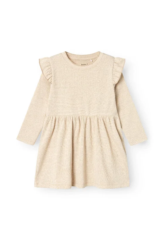 Name It Mini Girl Siclo Long Sleeve Dress, Gilded Beige