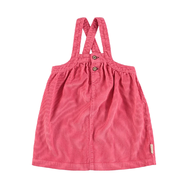 Piupiuchick Pink Corduroy Knee-Lenght Dress W/ Straps