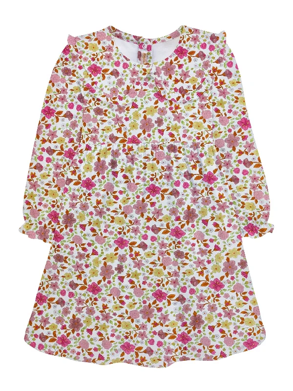 Printed Dress with Round Collar - Blossom in Fall