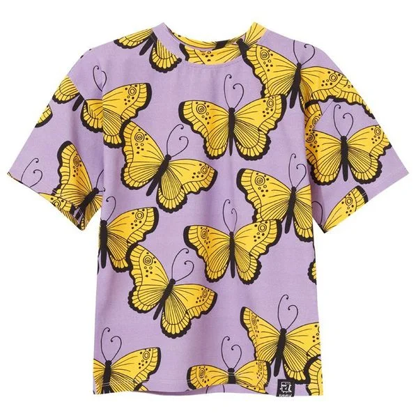 Purple Butterflies Short Sleeve Shirt - 2 Left Size 2-4 & 4-6 years