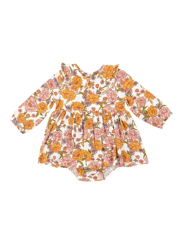 Ruffled Peter Pan Collar Bubble-Ambers Floral