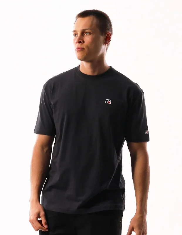 RUSSELL MEN'S R LOGO SLOUCH CHARCOAL TEE