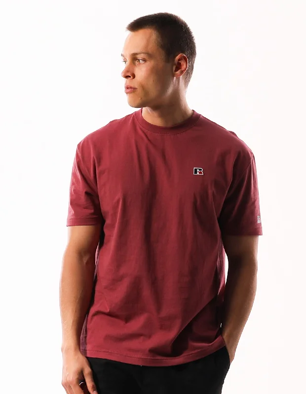 RUSSELL MEN'S R LOGO SLOUCH RUSSET TEE