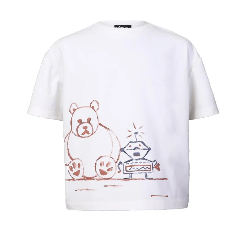 Oversized wit T-shirt voor kinderen met handbeschildering