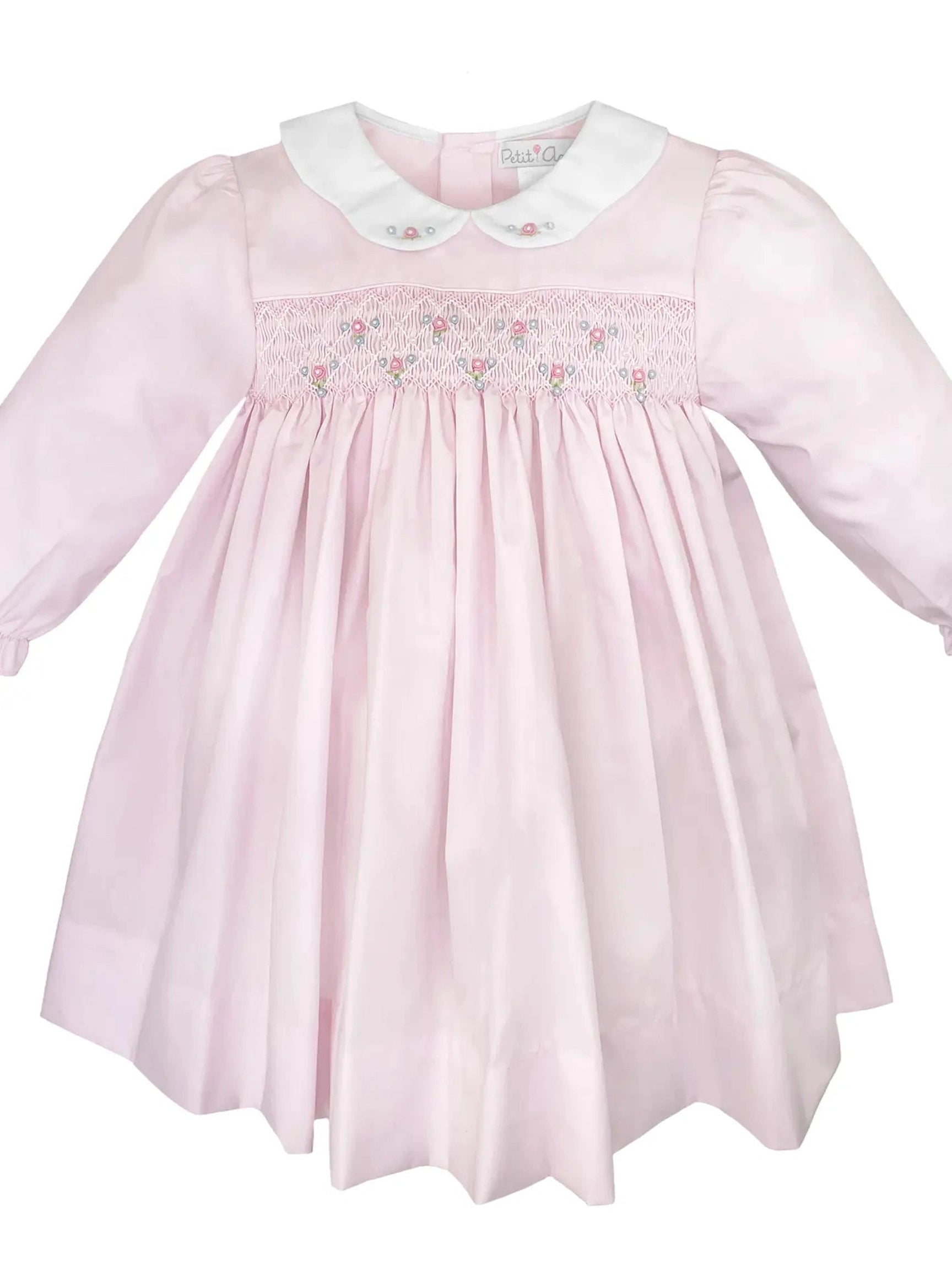 Smocked Dress Set with Petal Collar