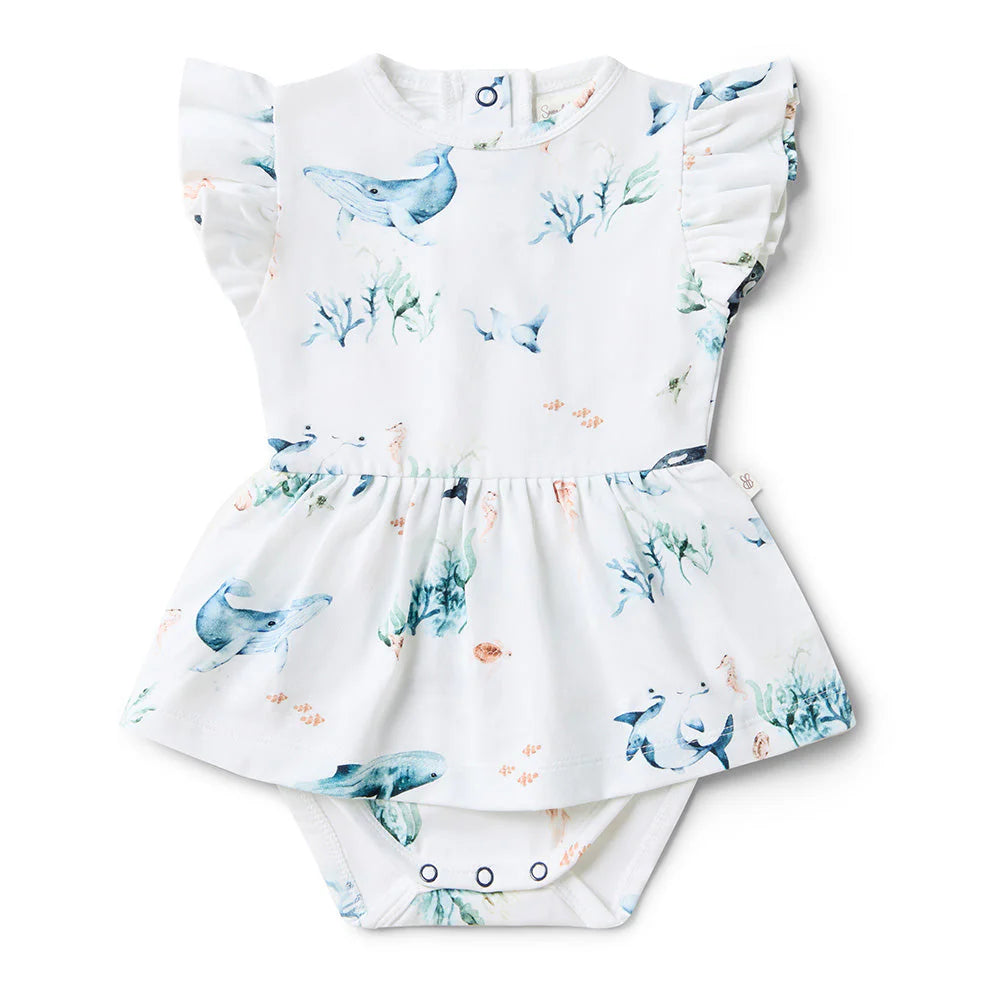 Snuggle Hunny - Organic Short Sleeve Dress - Ocean