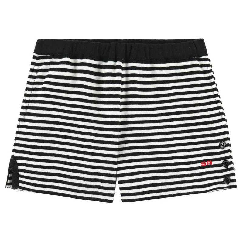 Girls Black & White Striped Shorts