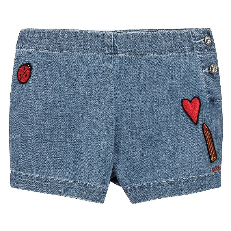 Girls Denim Shorts with Patches