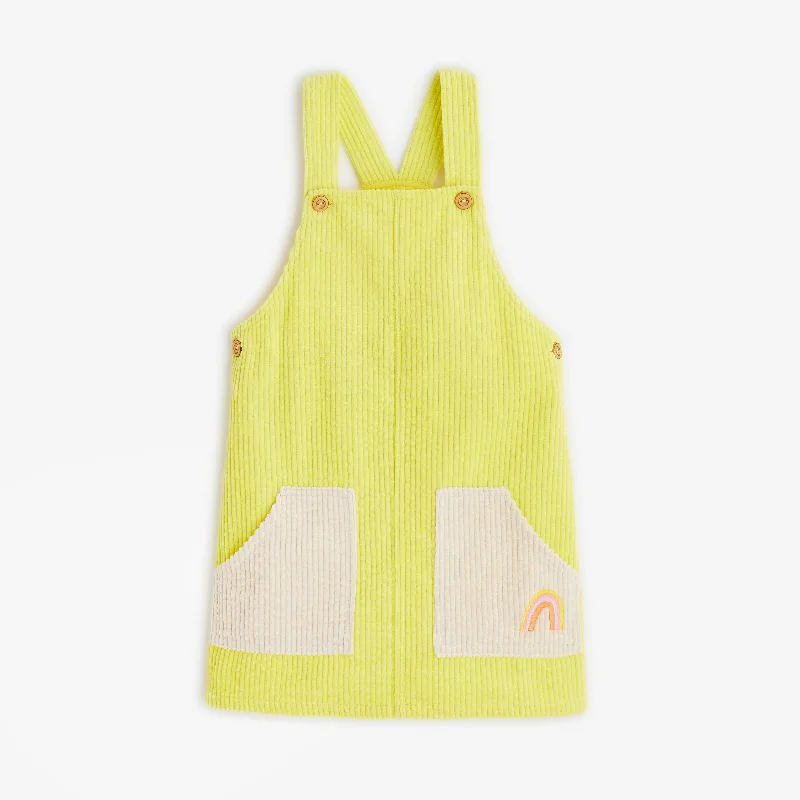 Baby girls' neon yellow apron dress