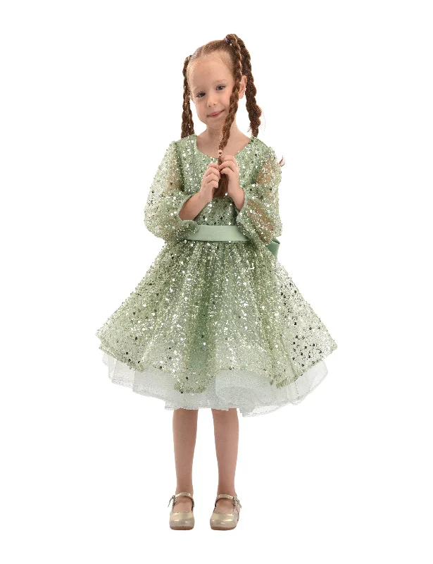 Green Pradera Glimmer Tulle Bow Dress