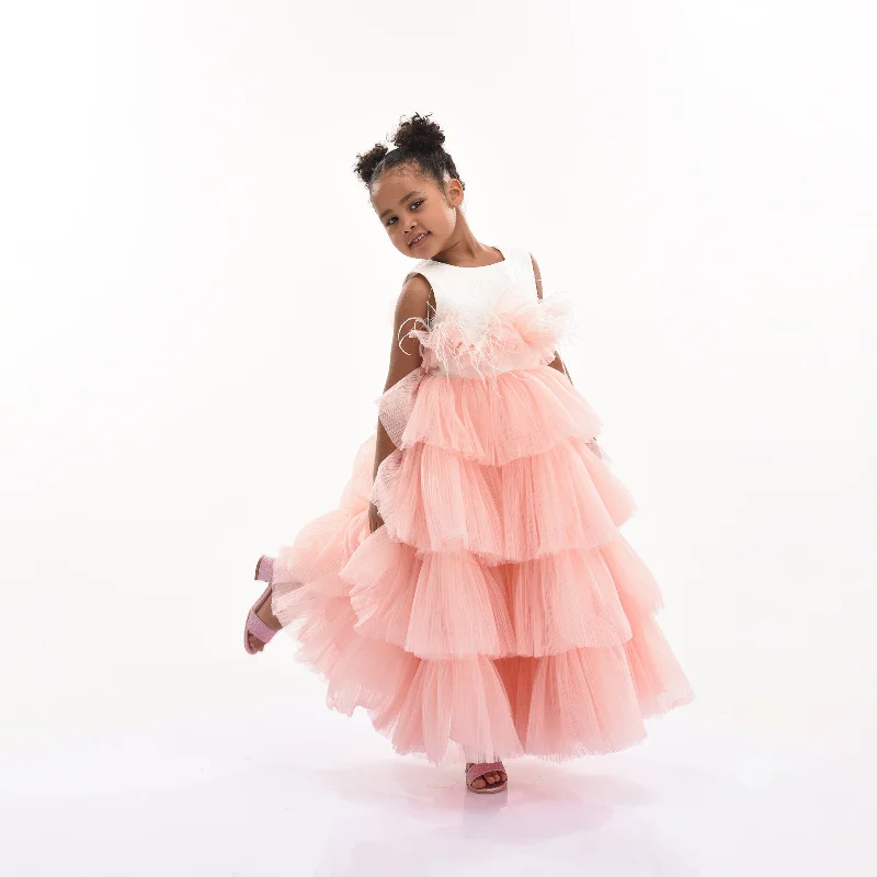 Pink Madera Tiered Tulle Dress