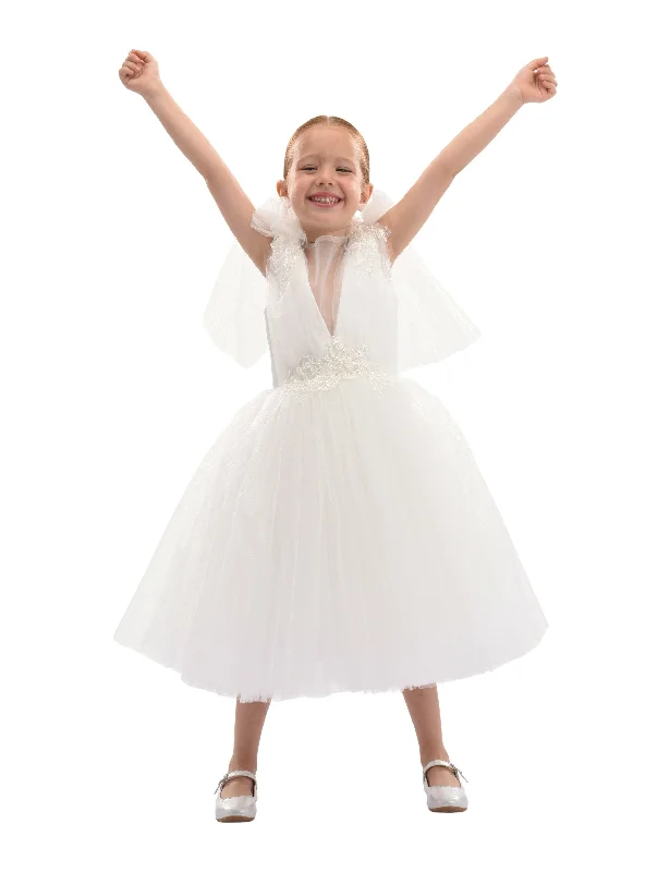 White Aspen Tulle Bow Dress