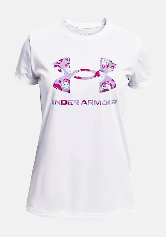 Under Amour Girls Print Logo T-Shirt, White