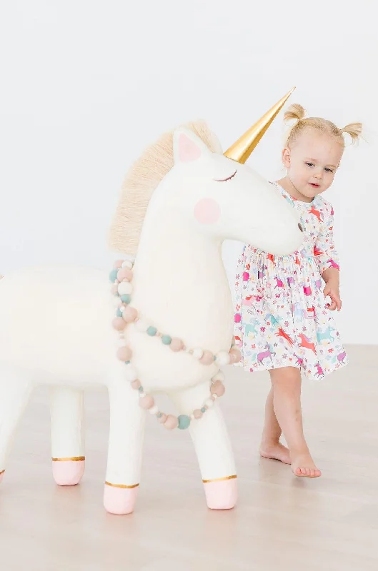 Unicorn Wish 3/4 Sleeve Pocket Twirl Dress