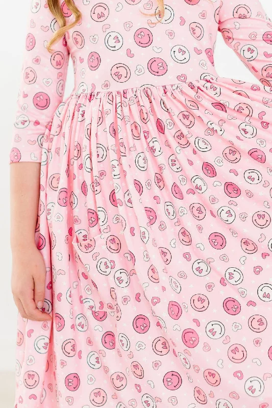 You Make Me Happy 3/4 Sleeve Pocket Twirl Dress