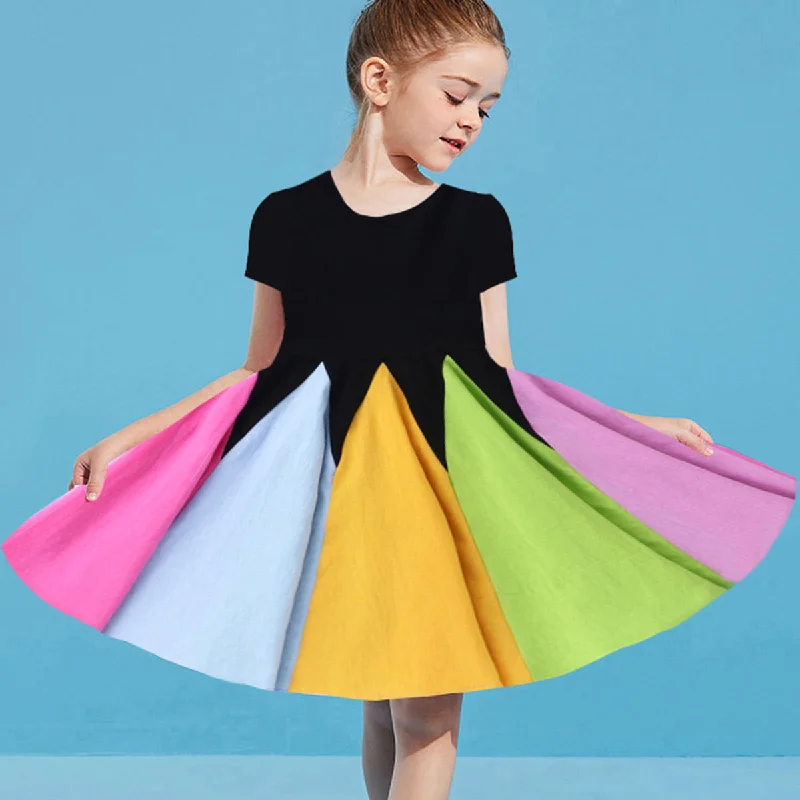 Baby Kid Girls Color-blocking Dresses Wholesale 220610138